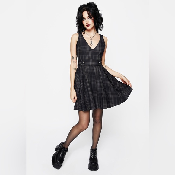 Disturbia Reckless Check Mini Pinafore Dress US 16 / UK 20 - Picture 8 of 12